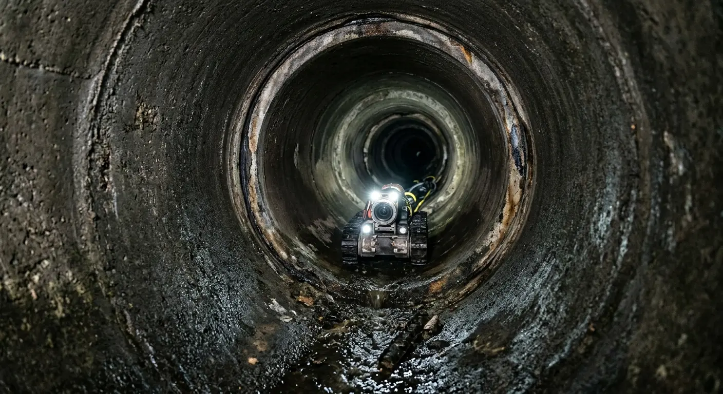Robotic sewer camera inspecting pipe interior for Sewer Line Repair in South Pasadena